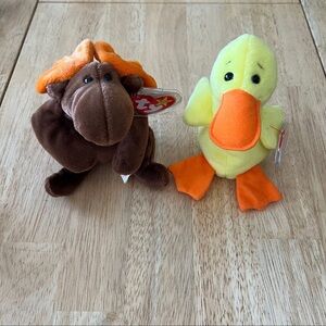Vintage Ty Beanie Babies ~ Chocolate & Quackers